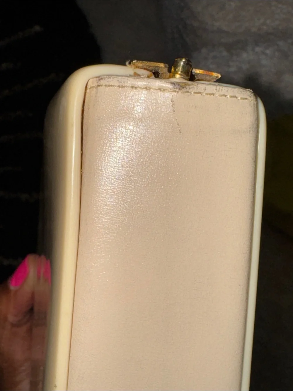 Cream Dome Clutch with Gold Chain Strap